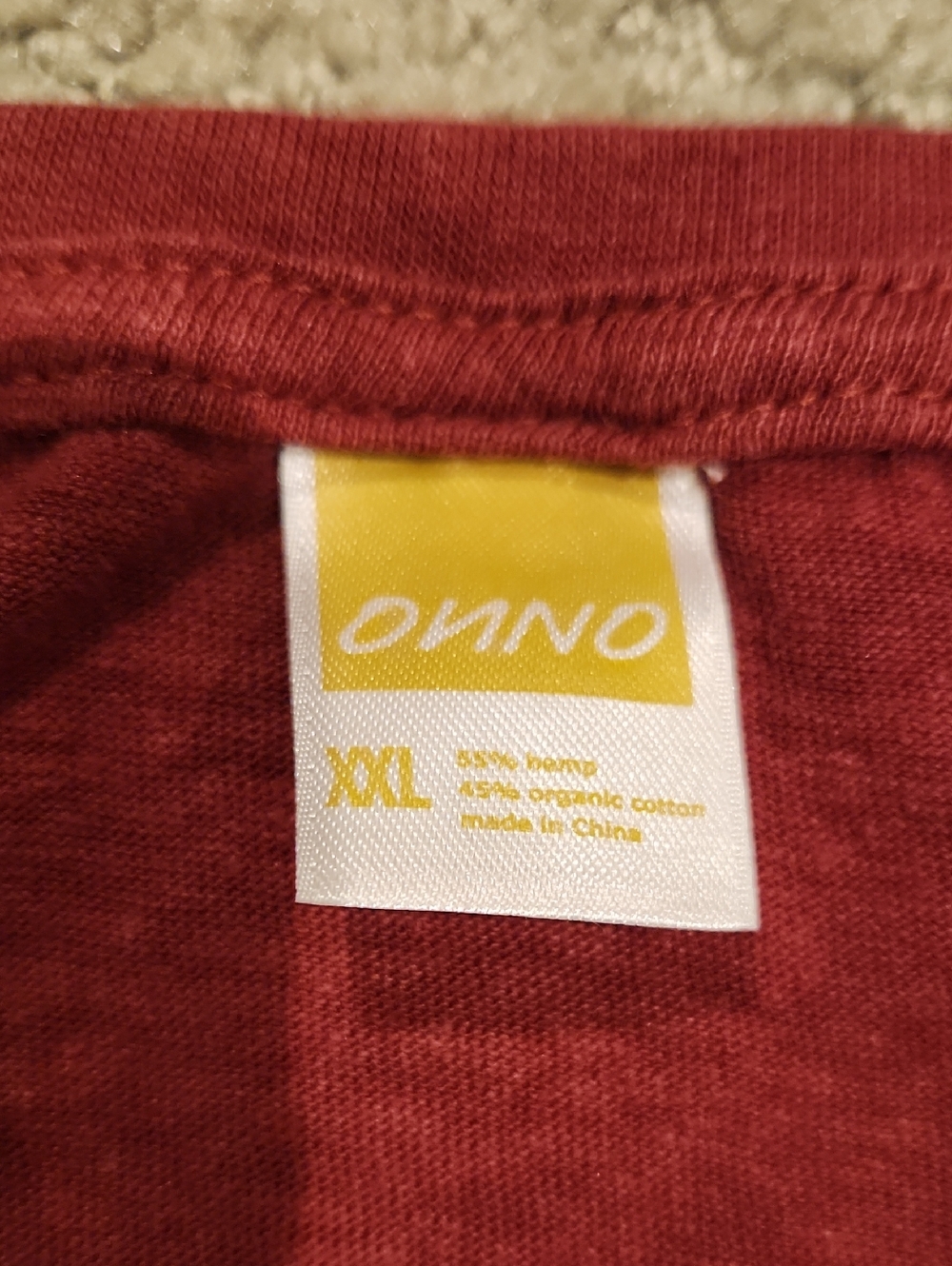 NEW ONNO HEMP Simple Crewneck T-Shirt in Deep Red XXL - Picture 2 of 6